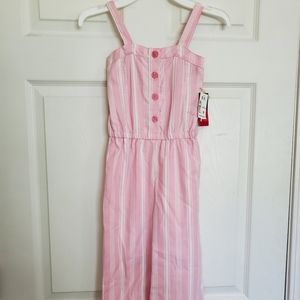 Girls Pink and White Striped Jumpsuit